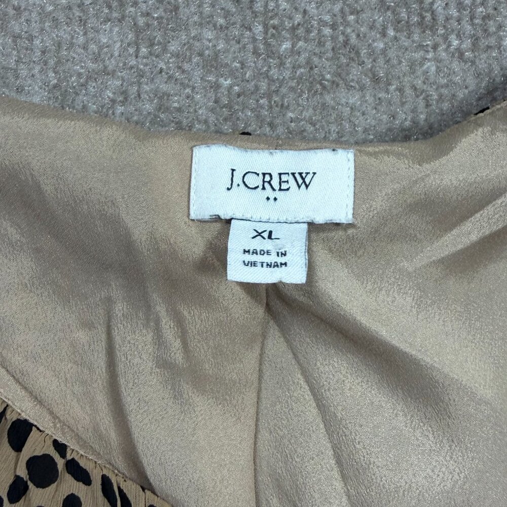 J. Crew Leopard Print Ruffle V-Neck Blouse Tan Black XL - Picture 4 of 6